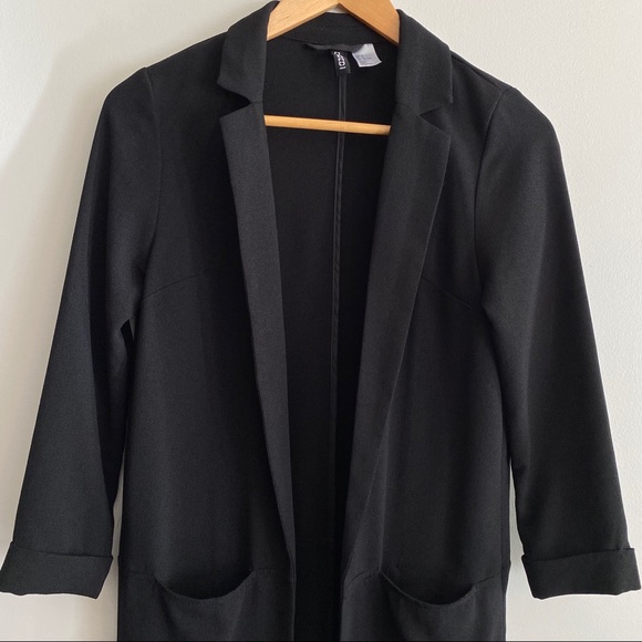 *SOLD* H&M Knee Length Open Black Duster Jacker - Picture 5 of 7